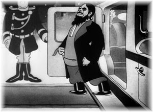 Lionel in Rasputin costume exiting a limo